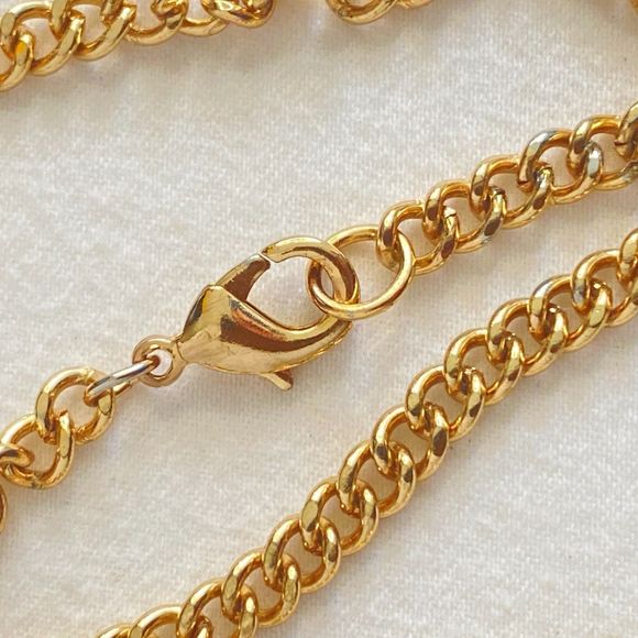 Mixed Chain Opera Length Necklace Wired Brown Lucite Stones - Picture 6 of 12